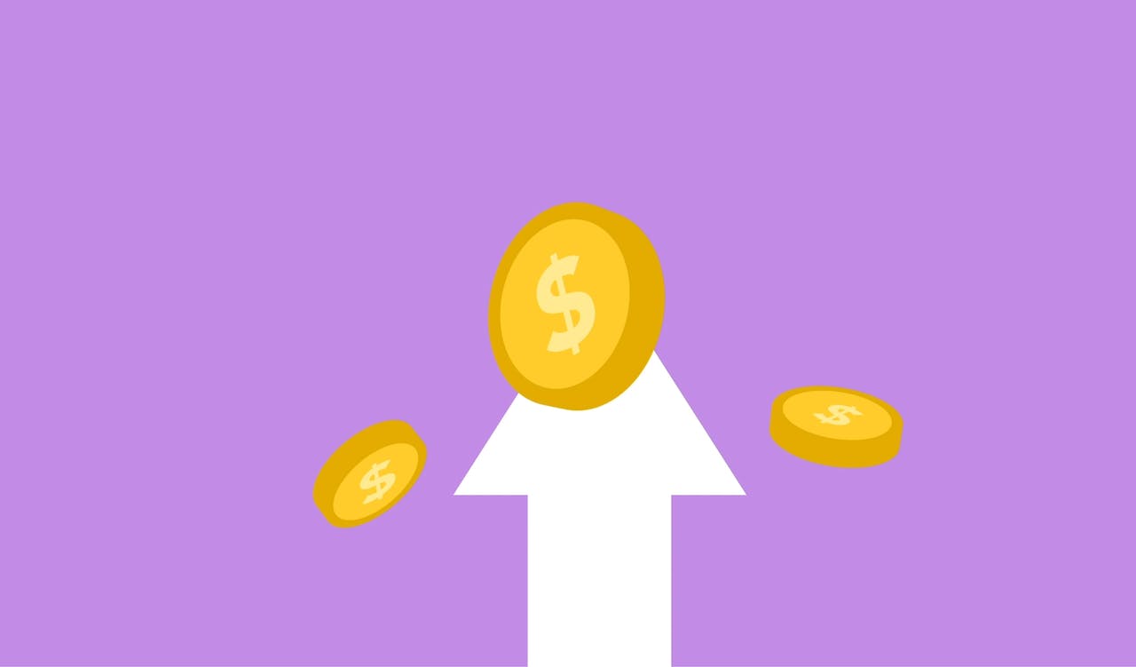 animated image of currency and an arrow pointing upward