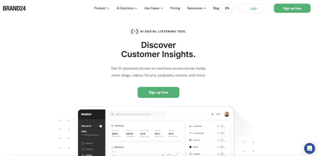 Brand24 Social Media Listening - AI Market Research tools