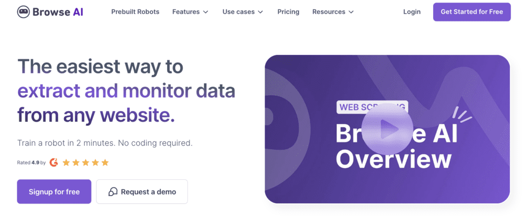 Browse AI - Web Data Extraction: AI Marketing Research Tool