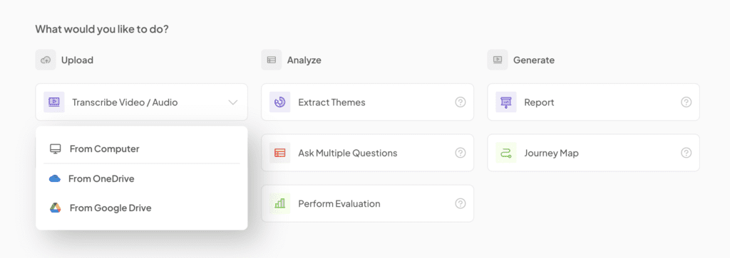 Transcribe mp3, mp4, audio, video, to text From Google Drive and OneDrive with Insight7 the best ai tool for transcription and interview analysis