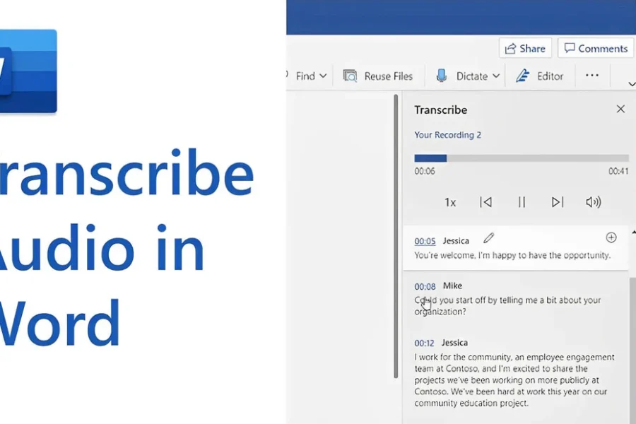Transcribe MP3 File to Text with Microsoft Word