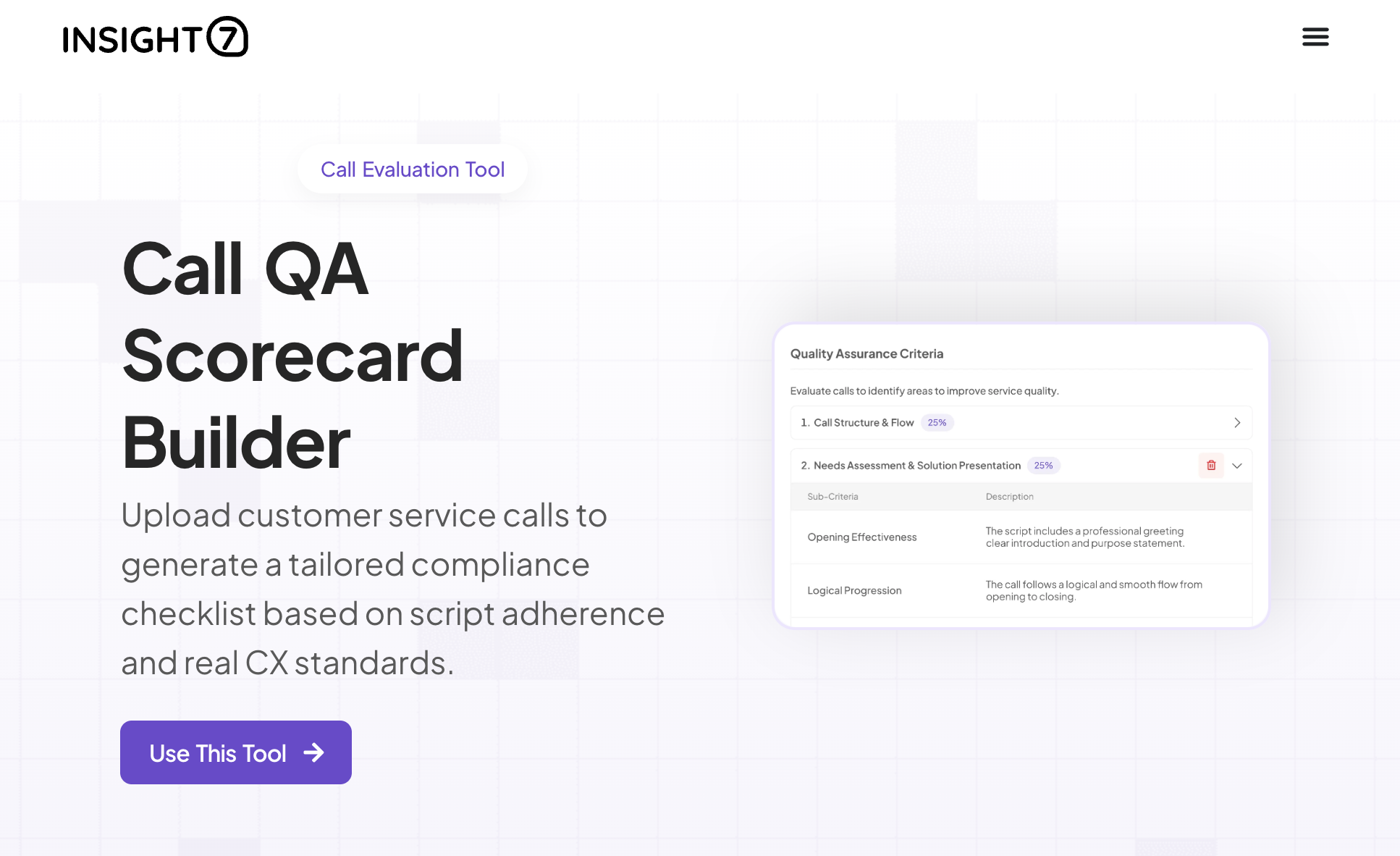 Insight7 QA scorecard builder