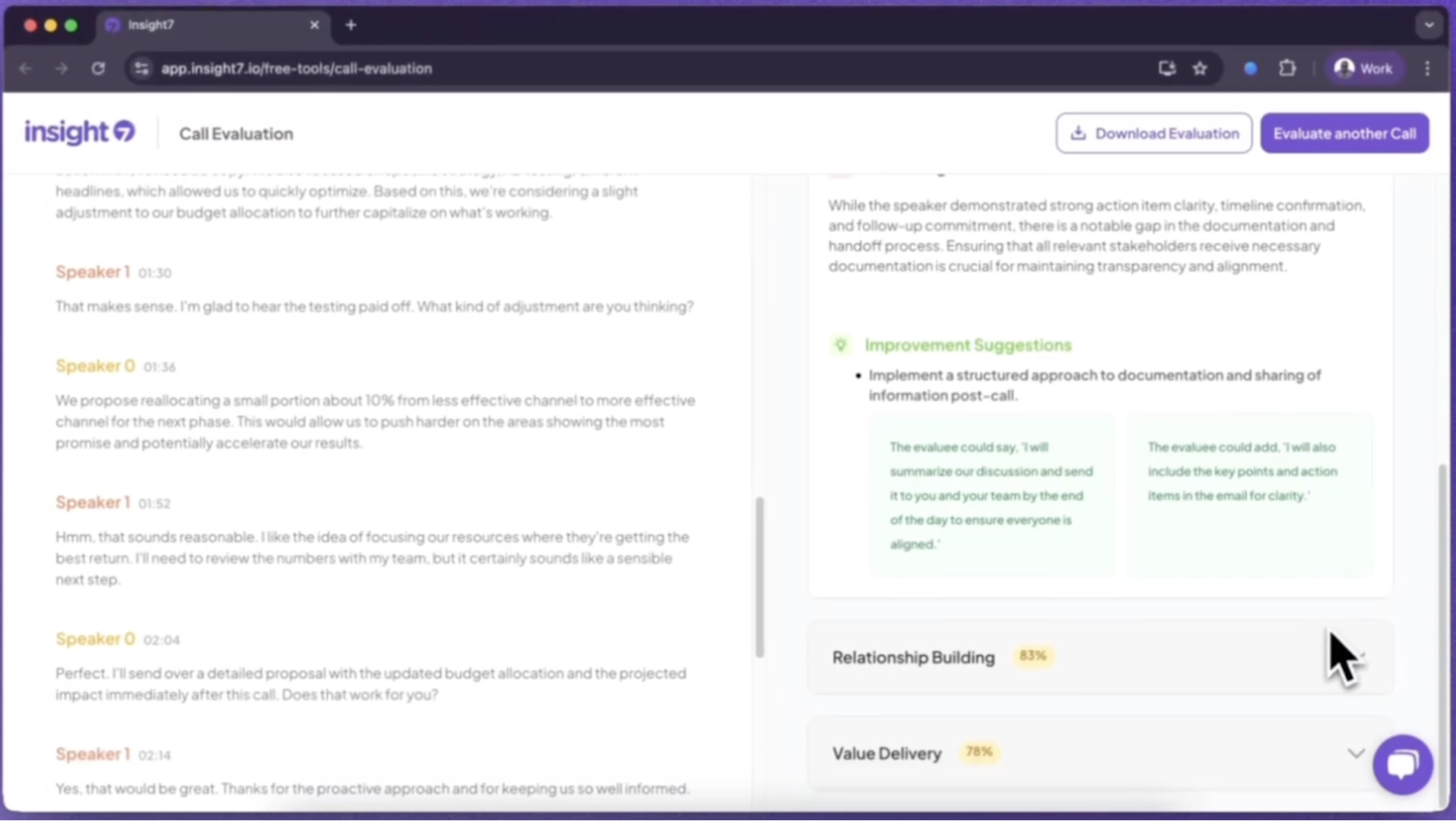 Insight7 call evaluation
